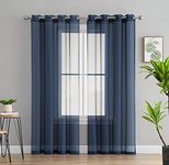 HLC.ME 2 Piece Sheer Voile Window Curtain Grommet Panels for Bedroom & Living Room (54" W x 84" L, Navy Blue)