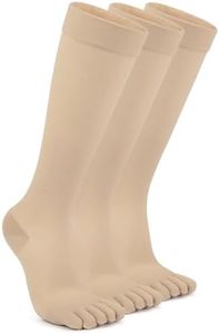 Deepfuls Compression Toe Socks for Men and Women 15-20 mmHg, Five Toe Knee High Compression Socks with Arch Support for Running, Walking, Travel and Long Hours Standing