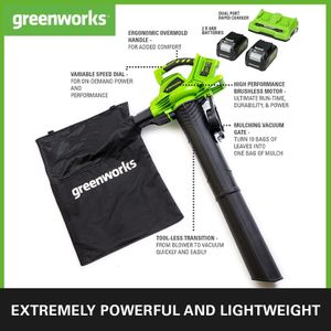 Greenworks 48V Cordless Leaf Blower and Vacuum – Lightweight Garden Tool