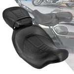 HCmotorku Motorcycles Rider and Passenger Seat Two-up Seat Leather Seat Pillion Fit for Fit For Harley Touring Road King Road Glide Street Glide Electra Glide Ultra Classic 2009-UP (Black Stitching)