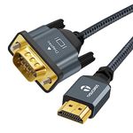 Thsucords HDMI to VGA Cable 10FT(3M). Gold Plated Braided HDMI to VGA Cable (Male to Male) Compatible for Computer, Desktop, Laptop, PC, Monitor, Projector