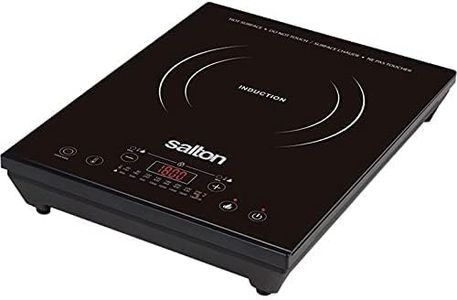 Salton Portable Induction Cooktop Cool Touch LED Display Cooker with 8 Temperature Settings, Energy Efficient with Magnet Induction Tester Included, 1800 Watts (ID1350)