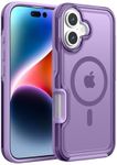 ArtsEvo Strong Magnetic for iPhone 1-6 Case, Compatible with MagSafe, 360° Military-Grade Protection, Slim Translucent Matte Phone Case, Purple