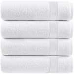 Canadian Linen Luxe Luxury 4 Pack White Hotel Bath Towels Set 27x54 inch 600 GSM Extra Soft Absorbent Quick Dry Ring Spun Terry Cotton Towel for Bathroom Gym Shower Hotel Bath Pool Beach Spa 4 Pieces