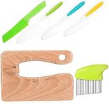 Jindizi Kids Knife Set, 6 PCS Wooden Kids Kitchen Knife, Kids Safe Knives Set for Cooking and Safe Cutting Veggies Fruits, Montessori Kitchen Tools for Toddlers, Chopper, Cutting Fruit and Vegetable