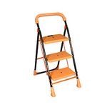 Parasnath 3 Step Kohinoor Mild Steel Foldable Ladder for Home - Wide Anti Skid Plastic Step Ladder for Extra Gripping 3.2 FT Ladder - Made in India