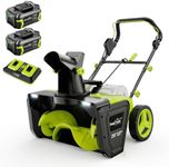 SnapFresh 40V Electric Snow Blower Cordless - 2 x 5.0Ah Battery 20 Inch Brushless Snow Blower with Fast Charger, Built-in Dual LED Headlights, Electric Snowblower for Driveways & Sidewalks