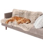 Furhaven Waterproof Calming Plush Long Fur & Velvet Dog Blanket - Taupe, Extra Large