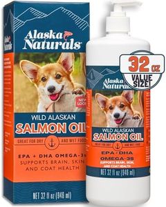 Alaska Naturals – Wild Alaska Salmon Oil Formula Dog Food Topper – EPA and DHA Omega-3 - Supplement for Healthy Skin, Shiny Coat – Made in The USA – 32 oz. Pump Bottle