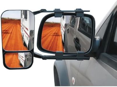 RV Essentials Australia Towing Mirrors 2 Pack – Universal Clip On Caravan Mirrors with Dual Lens Flat & Convex – Adjustable Clamp 105–275mm for 4WD, Ute & Caravan Towing