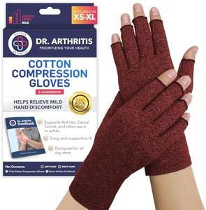 Dr. Arthritis Compression Gloves for Enhanced Joint Dexterity, Doctor-Developed Arthritis Gloves for Carpal Tunnel, Typing, Fingerless Gloves for Women & Men (Maroon)