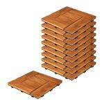 Sharpex Deck Tiles with Interlocking | 10 Piece Teak Wood Floor Decking Water Resistant Tile for Balcony, Terrace, Garden | Quick Flooring Solution for Indoor/Outdoor (Brown, 10 Piece)