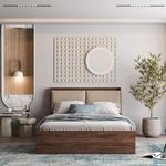 Wakefit Bed | Queen (78 X 60) Engineered Wood Bed, Upholstered, with Storage, 3 Year Warranty | - Mars - Columbian Walnut_Omega Pearl