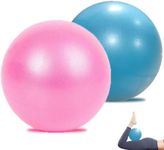 2Pcs Mini Pilates Balls 9 Inches Small Exercise Ball Anti-Burst Non-Slip Stability w Inflatable Straw Ideal for Yoga Exercise Pilates Physical Therapy Stretching Core Fitness Blue Pink