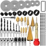 LAMPTOP 47-Pack Woodworking Chamfer Drilling Tools, Including Countersink Drill Bits, Mini Saw Blades,Wood Plug Cutter, Twist Drill Bit Set and Center Punch for Wood Drilling