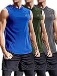 NELEUS Dry Fit Workout Athletic Muscle Tank with Hoods Pack of 3, 5036# 3 Pack:olive Green,grey,blue, XS