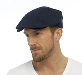 Tom Franks Mens Cotton Linen Lightweight Vintage Style Flat Cap (M/L) Navy