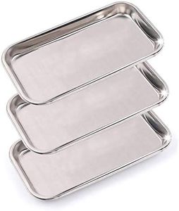 3 Pack Professional Medical Surgical Stainless Steel Dental Procedure Tray Thickening Lab Instrument Tools Trays -Flat Type (8.6" * 4.3" * 0.8", 3)