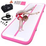 Inflatable Gymnastics Mat Tumbling Track 10 ft 6.6 ft 13ft 16ft 20ft 4inch Thick Tumble Track Air Gymnastic Training Equipment for Home Kids Training Gym Yoga/Water/Dance(3m,pink)