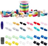 PH PandaHall Break Away Safety Clasp Buckle, 40 Set 20 Styles 20mm 24mm Plastic Bead Barrel Connectors with 10 Yards/10M 2mm Colorful Nylon String Cords for Necklace Bracelet Jewelry DIY Craft Making