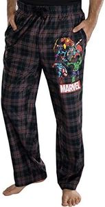 INTIMO Marvel Comics Men's Vintage Distressed Avengers Plaid Lounge Pants Sleepwear Pajama Pants (LG)