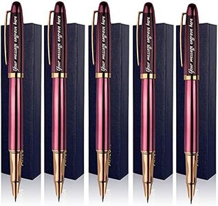 Ancolo Custom Fountain Pens-Luxury Refillable Pens- with 5 Pen Box 10 extra Black Ink Cartridges, Engraved Personnal Name/Slogan/Phone Number, Perfect for Bank, Office, any occations