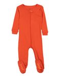 Leveret Solid Kids Pajamas Baby Clothing Boys & Girls Footed Pajamas 100% Cotton (Size 3 Months-5 Years) - Orange - 6-12 months