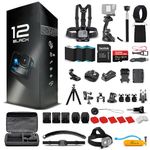 Go Pro HERO12 (Hero 12) Black - with 50 Piece Accessory Kit and 2 Extra Batteries + 64GB Card - Waterproof Action Camera - 5.3K HDR, 27MP Photos, 1/1.9" Sensor, Live Streaming, Webcam, Stabilization