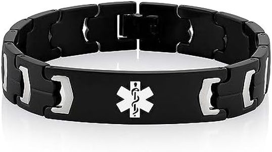 American Medical ID – Lynx Onyx Medical ID Bracelet, for 8" Wrist – 4 Lines of Custom Engraving (8.5 inch)