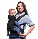 YOU+ME 4-in-1 Baby Carrier Newborn to Toddler - All Positions Baby Chest Carrier - Front and Back Carry Baby Carriers - Includes 2-in-1 Bandana Bib - Baby Holder Carrier for 4-14 kg (Black Mesh)