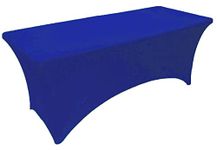 Gowinex 6ft Royal Blue Stretch Spandex Table Cover Tablecloth for Rectangular Fitted Folding Table