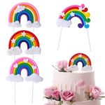 Jeffdad 4 PCS Rainbow Cake Toppers, Rainbow Cloud Cupcake Cake Decoration DIY Cake Insert Topper Cake Baking Decoration for Wedding Anniversary Birthday