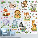 DECOWALL DS12-8074 Jungle Animal Wall Decals Removable Woodland Safari Animal Wall Sticker with Inspirational Quotes for Baby Boys Girls Infant Children Kids Nursery Bedroom Classroom Playroom