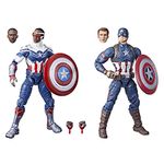 Hasbro Marvel Legends Series Captain America 2-Pack Steve Rogers and Sam Wilson MCU 6-Inch Figures, 7 Accessories F5880