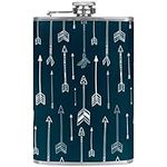 Hip Flask for Liquor 8 Oz 18/8#304 Stainless Steel Leak Proof Pocket Hip Flask with Funnel, Cute Hipster Arrows Pattern Leather Cover, Great Gift Idea for Men