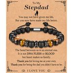 KORAS Step Dad Fathers Day Gift, Step Dad Gifts Tiger Eye Bracelet Black Onyx Stone Bracelet for stepdad, Adjustable Beads Bracelet Presents for Fathers Day Birthday Christmas