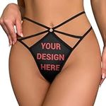 Naispanda Custom Photo Women G-Strings Thongs Sexy T Back Personalised Womens Bikini Briefs with Photo Text Customised Knickers Underpant for Women Lady Valentine's Day Christmas Birthday Gift Size-S