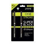 Jaquline USA OneStroke Super Black Kajal Twin Pack | Glides Smoothly | Waterproof | Smudge-proof | Black | Long Lasting | Infused with Sunflower Seed Oil | Vitamin-E | (0.30g+0.30g)