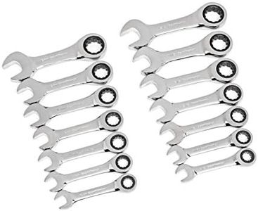 GEARWRENCH 14 Pc. 12 Point Stubby Ratcheting SAE/Metric Combination Wrench Set - 85206