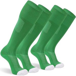 Sunew Green Knee High Soccer St Patrick Days Socks Womens Mens Over Calf Baseball Softball Sport Soccer Compression Football Homecoming Socks for Back to School Kelly X-Large 2 Pairs