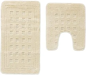 Tache 2 Piece Solid Beige Bathroom Rug Set/Bathroom Math/Bathroom Rug