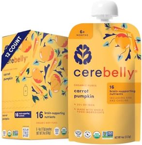 Cerebelly Organic Baby Food Pouches – Organic Veggie Purees for Toddlers | No Added Sugar, Fiber, Non-GMO | Blended Toddler Food | 4oz BPA-Free Baby Food | Carrot Pumpkin | 12 Count