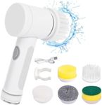 LINZHEAXY Electric Spin Brush,Spin Scrubber for Cleaning,Cleaning Brush with 5 Replaceable Brush Heads,Handheld Electric Scrubber for Bathtub,Floor,Tile,Stove,Glass,Sink.