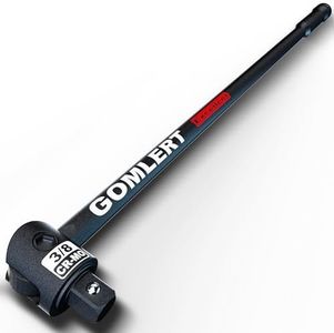 GOMLERT 3/8'' Drive Breaker Bar, 445mm Length, 250° Heavy Duty Head, Ball Lock Function, Chromium-Molybdenum Steel, Striking Laser Specifications, High Temperature Quenching Rod Body