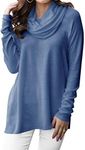 Minclouse Women's Long Sleeve Cowl Neck Pullovers Loose Casual Sweaters