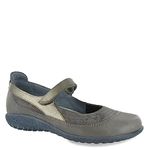 NAOT Footwear Women's Kirei Maryjane with Cork Footbed and Arch Comfort and Support - Lightweight and Perfect for Travel- Removable Footbed, Gray Marble Suede/Foggy Gray Lthr/Mirror Lthr, 10