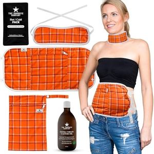 Castor Oil Pack Wrap - Includes 2pcs of Organic Cotton Flannel Wraps, 1pc Hot & Cold Pad, 1pc Carry Bag and 1pc 100% Pure Extra Virgin Castor Oil - All-in-One Kit for Pain Relief, Liver Detox & More!