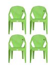 PETALS Nakshatra Plastic Chairs | Plastic Arm Chair for Home and Garden | Bearing Capacity 150kgs (Green) (Set of 4)