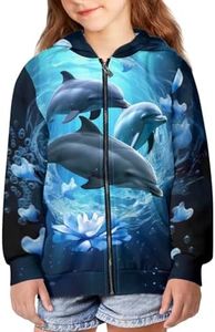 Upetstory Kids Zip Up Hoodie Fashion Hooded Sweatshirt for Girls Boys Size 6-16, 1dolphin, Medium