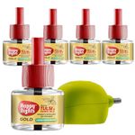 Happy Nights GOLD Tulsi and Herbal Oil Based Liquid Refill Mosquito Repellent Air Freshener Completely herbal-safe for children (4 plus 1 free refill with 1 machine, 45ml)